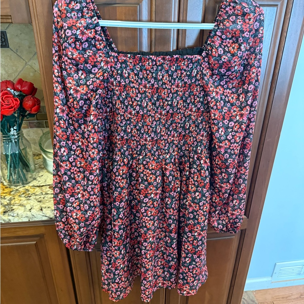 Miami Floral Mini Dress - Red and Black